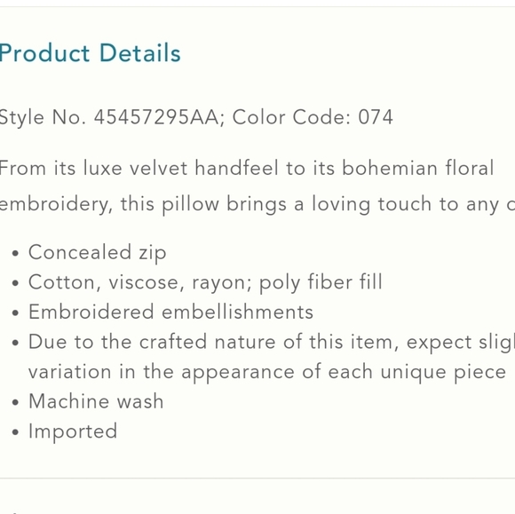 Anthropologie Velvet Satyana square pillow - Picture 5 of 8